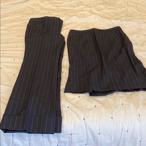 Pin stripe trousers and pencil skirt